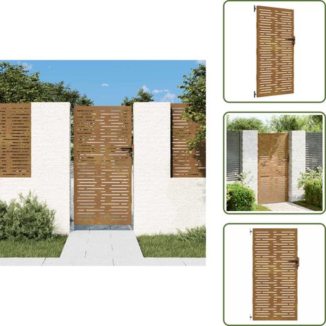 The Living Store Puerta de jardín acero corten diseño cuadrado 85x175 cm - Acero corten