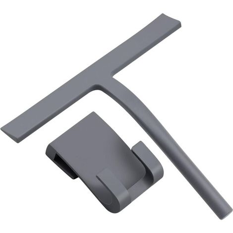YMYNY Silicone Shower Squeegee with Stainless Steel Core, Shower Squeegee for Bathroom Glass Cleaning, 9 x 8.5 Inch, Gray (1/4)