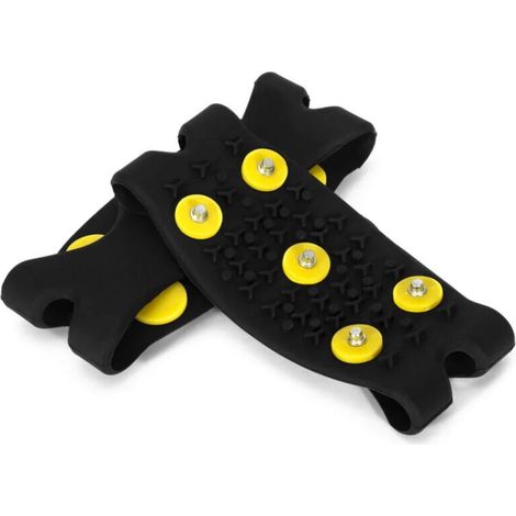 [JAMAIS UTILISÉ]1 Paire 5 Goujons Antiderapants Neige Glace Poignees Crampons De Traction Crampons Hiver Couvre-Chaussures De Peche Sur Glace, Noir (1/5)