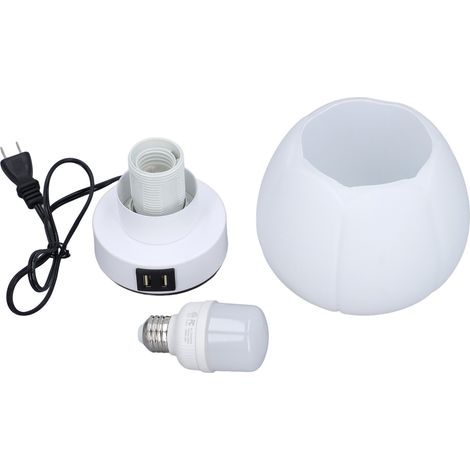 Lampe de table Commande tactile 3 niveaux de luminosité 3000K Lumière chaude E26 Support d'ampoule avec deux ports USB Abat-jour en verre Chevet pour chambre à coucher Salon