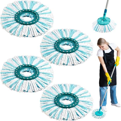 Lot de 4 têtes de balai en microfibre de rechange, kit de remplacement pour balai, absorption d'eau élevée, utilisation humide et sèche (1/5)