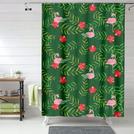Rideau de douche flamant rose pastel artistique, rideau salle de bain imperméable, 90x180 cm (1/5)