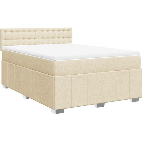 vidaXL Sommier à lattes de lit avec matelas Crème 140x190 cm Tissu