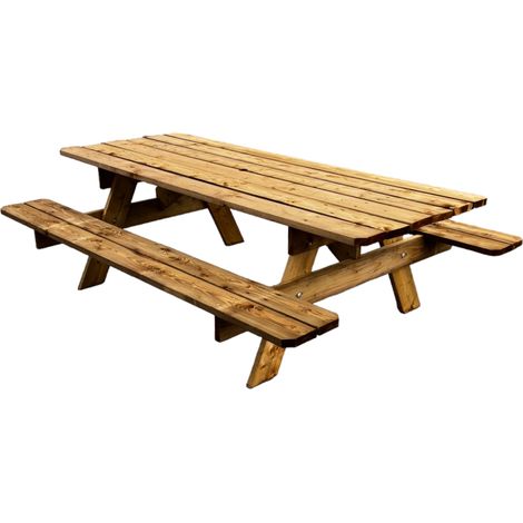 Jardinatoire – Table de jardin en bois massif 200 cm – Traitement autoclave Classe 3 – Bords arrondis pour sécurité – Fabriquée en France (1/5)