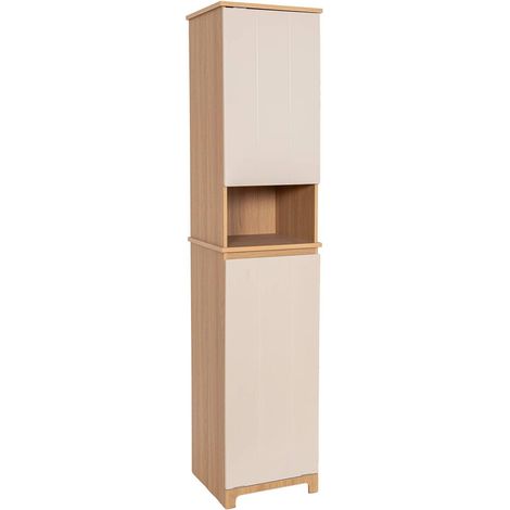 Colonne mdf 2 portes + 1 etagere + 1 paniere a linge integree - rivoli - Tendance (1/5)