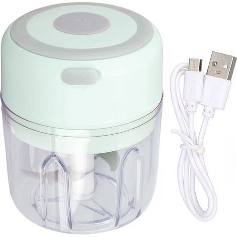 Hachoir à Ail Électrique Mini, Moteur Puissant Grande Capacité 250ml en Acier Inoxydable 304 Vert (1/5)