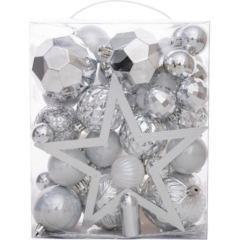 Weihnachtskugeln aus massivem Kunststoff – Silber (1/2)
