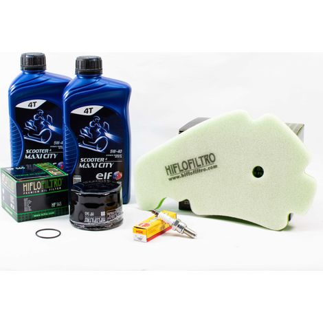 Kit Révision Filtres Bougies pour PIAGGIO MP3 400 LT ie de 2009 à 2012 - ELF SCOOTER 4 MAXI CITY 5w40 2L