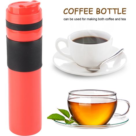 Bouteille à café/thé portable 350 ml, idéale pour les voyages (rouge). (1/5)