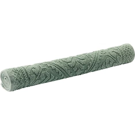 Tapis de Bain Jacquard 100% Coton à Motifs Arabesques Coloris Mousse 54 x 110 cm - PANGIVO