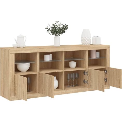 vidaXL Buffet avec lumières LED chêne sonoma 163x37x67 cm (1/5)