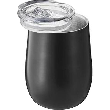 Bicchiere in acciaio inox da 360 ml, riutilizzabile, ideale per casa/ufficio, con coperchio (nero, 1 pezzo) (1/5)