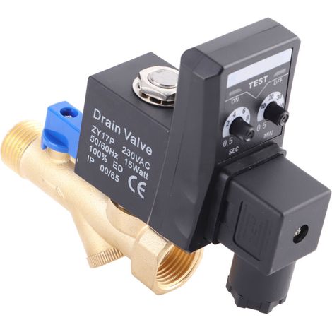 G1/2 DN15 Zeitgesteuertes elektronisches automatisches Ablassventil für Luftkompressorkondensat (AC230V) - Crezuo