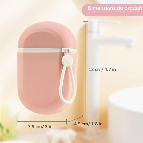 Pièce Boîte à Savon Voyage, Porte-Savon Étanche, Boîte à Shampoing Solide avec Couvercle pour Salle de Bain, Salle de Sport, Camping, École (Blanc + Rose) (1/4)