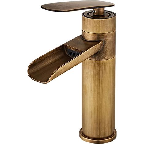 Grifo de cascada, grifo de baño, grifo de lavabo de un solo orificio, grifo de baño alto de una sola manija, grifo de lavabo de baño (corto) (1/5)