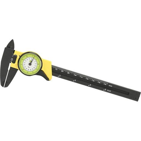 Pied à coulisse à cadran en plastique 0-150 mm, règle de mesure, outil de mesure Roofessional (jaune) (1/5)