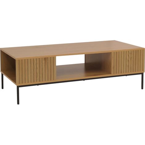 Meuble TV HWC-O39 Tableau TV Table basse Armoire TV Rangement mélamine MDF 39x120x60cm - naturel