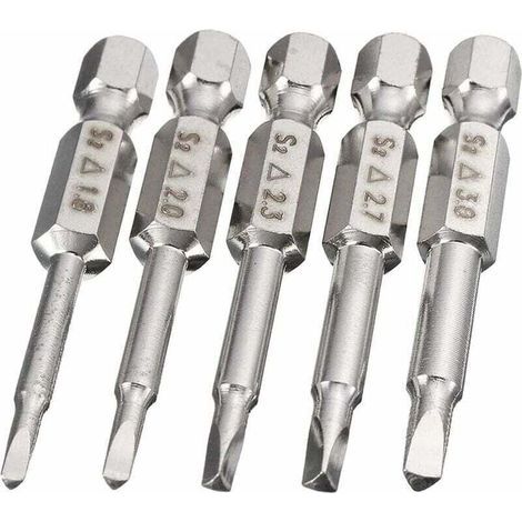 5Pcs Queue Hex Embouts de Tournevis Électriques à Tête Triangulaire Bits Set 50mm Embouts de Vissage Magnétique de Tige Hexagonale 6,35mm en Acier S2 à Pointe Triangle 1,8/ 2,0/ 2,3/ 2,7/ 3,0mm, (1/4)