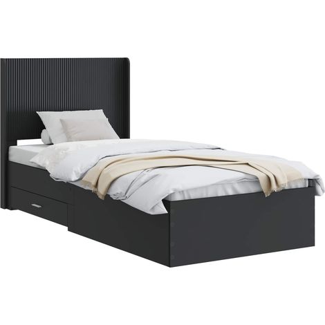 Bed Frame with Storage and Headboard Black 75 x 190 cm vidaXL (1/5)