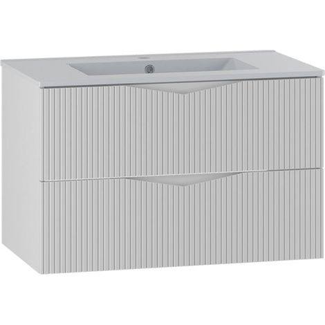 Waschtisch 80cm Tao mit 2 Schubladen, Weiß (1/5)