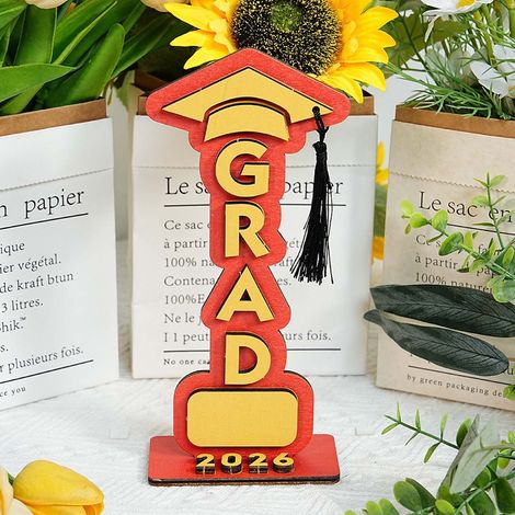 Ornement En Bois - Ornement De Diplôme Année 2026 - Décoration De Fête De Fin D'études - Pour Lycée Université Master - 1 Pièce (1/4)
