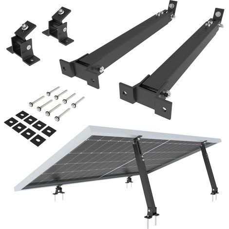 Kit montage centrale balcon, 2 supports panneau solaire réglables 15°-30° (1/5)