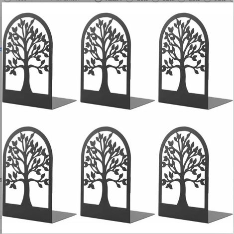 Lot de 6 serre-livres, métal, motif arbre, patins antidérapants, bureau, école, maison (1/5)