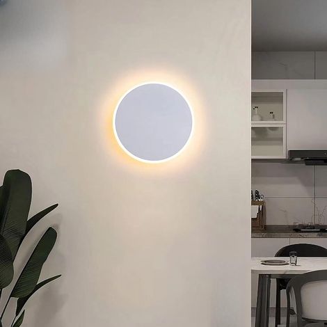 Applique murale ronde LED nordique simple de type tactile, 20 cm (blanc) changement de lumière tricolore (1/5)