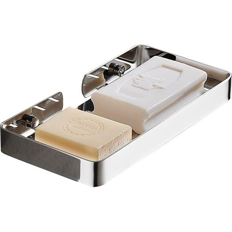 Porte-savon carré perçage en acier inoxydable avec égouttoir pour salle de bain et cuisine (23 cm) (1/5)