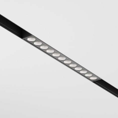 Striscia Led Per Binario Moderno Points Alluminio Nero 12 Luci 12W Dimmerabile