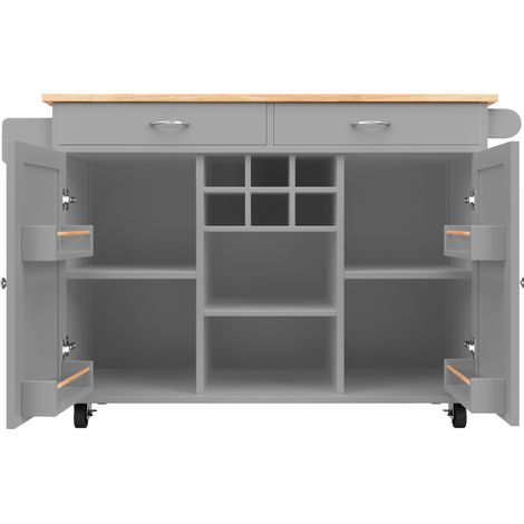 Moderner Kücheninselwagen 102 x 45 x 92 cm grau mit Stauraum (1/5)