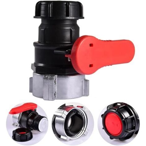 Robinet à tournant sphérique de réservoir d'eau IBC de 75 mm DN50 tonnes, adaptateur de réservoir d'eau d'irrigation de jardin résistant aux acides et aux alcalis (filetage grossier de 60 mm de sortie (1/4)