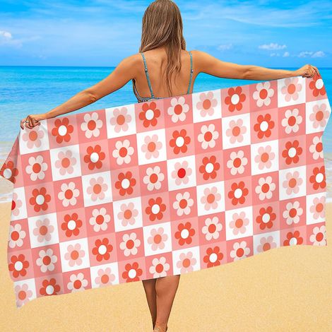 Serviette microfibre carreaux colorés, sèche vite, pour plage, sport (1/5)