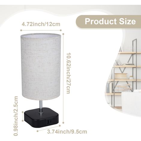 Ortviai Lampe de chevet tactile avec variateur 3 niveaux, abat-jour en tissu beige, USB-A et USB-C, 4 W 3000 K (1/4)