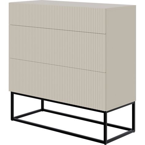 Selsey VELDIO - Commode à trois tiroirs - 90 cm - grège avec pieds noirs (1/5)