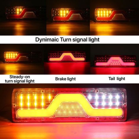 VURAHOME - 2 pièces 12/24 V 47 LED dynamique arrière feu stop frein indicat bateau remorque caravane Van (1/4)