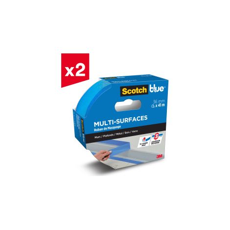Lot de 2 rubans de masquage Multi-Surfaces ScotchBlue™, 36 mm x 41 m, 1 Rouleau/Emballage, 100% PEFC, SGSCH-PEFC-COC-110078