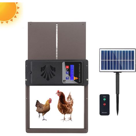 Porte Automatique Poulailler Solaire, Etanche avec Capteur De LumièRe, minuterie, pour Un Elevage De Poulets SéCurisé pour maison et ferme (1/5)