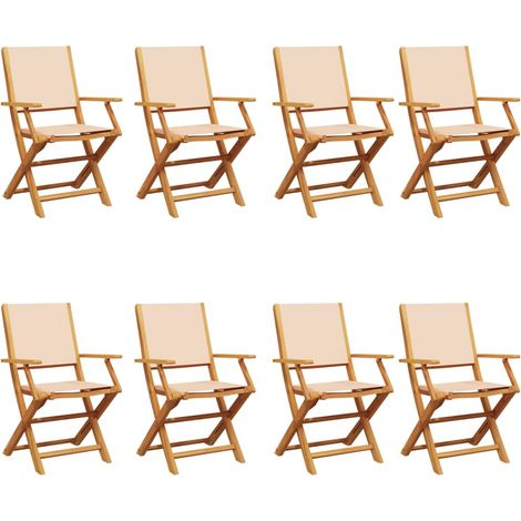 Maison Exclusive - Gartenstühle 8 Stk. Klappbar Beige Stoff und M