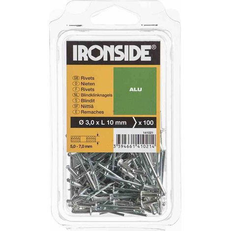 Blindnieten 3,0/10 mm Aluminium, Verpackungsinhalt: 100 Stück