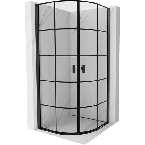 Mexen Mist cabina doccia semicircolare con apertura 70 x 70 cm, griglia nera, nero - 8A31-070-070-70-77 (1/5)