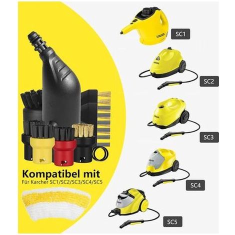 Lot de 14 accessoires pour nettoyeur vapeur Karcher SC1 SC3 SC5 SC4 SC2 Accessoires de rechange pour buse manuelle, avec buse allongée, buse incurvée, brosse ronde, suceur plat