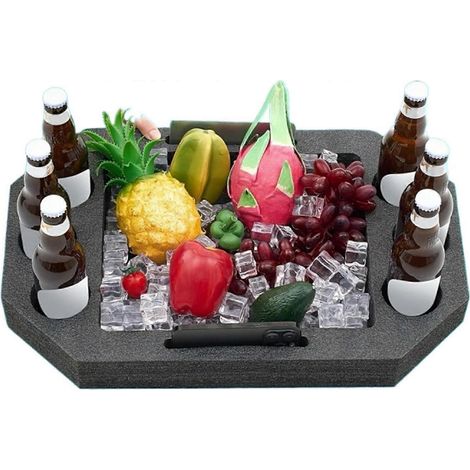 Plateau flottant de rangement pour piscine, coton perlé, 55x35x65 cm, avec compartiments, adapté lac, plage et rivière (1/5)