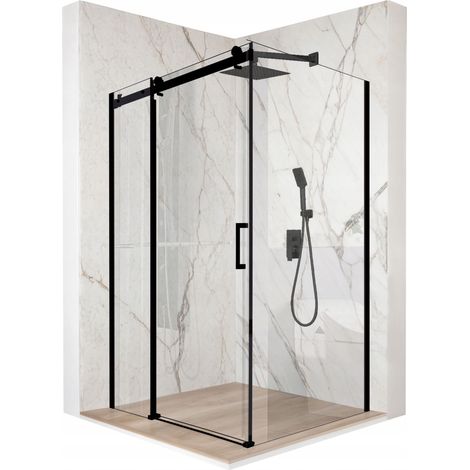 Duschkabine – 100 x 100 x 195 cm – 8 mm Sicherheitsglas – Schwarz – Schiebetüren (1/5)
