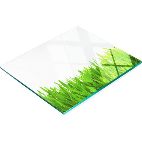 Tabla de cortar decorativa de cocina de vidrio templado con diseño de hierba, 60x52 cm. (1/5)