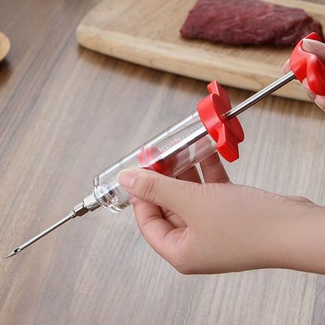 Edelstahlspritze für Grillmarinade, Küchensauce, Marinadenspritze 30 ml (1/5)