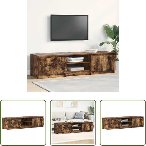 vidaXL Rangement tv - Meuble TV Chêne fumé 140x40x35,5 cm Bois d'ingénierie (1/5)