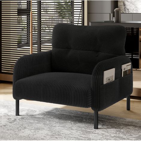 Sessel wohnzimmer entspannen Cord Metallgestell schwarz HAVRYA (1/5)