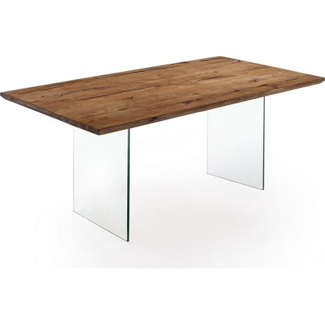 Mesa de madera maciza acabado roble cm. Al.76 x P.90 x L.180