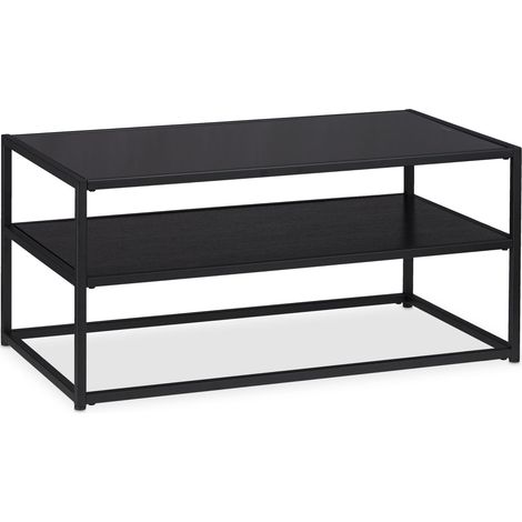 Elegante mesa de centro rectangular con doble nivel 120 x 60 x 40 cm de metal negro 130005655 (1/5)